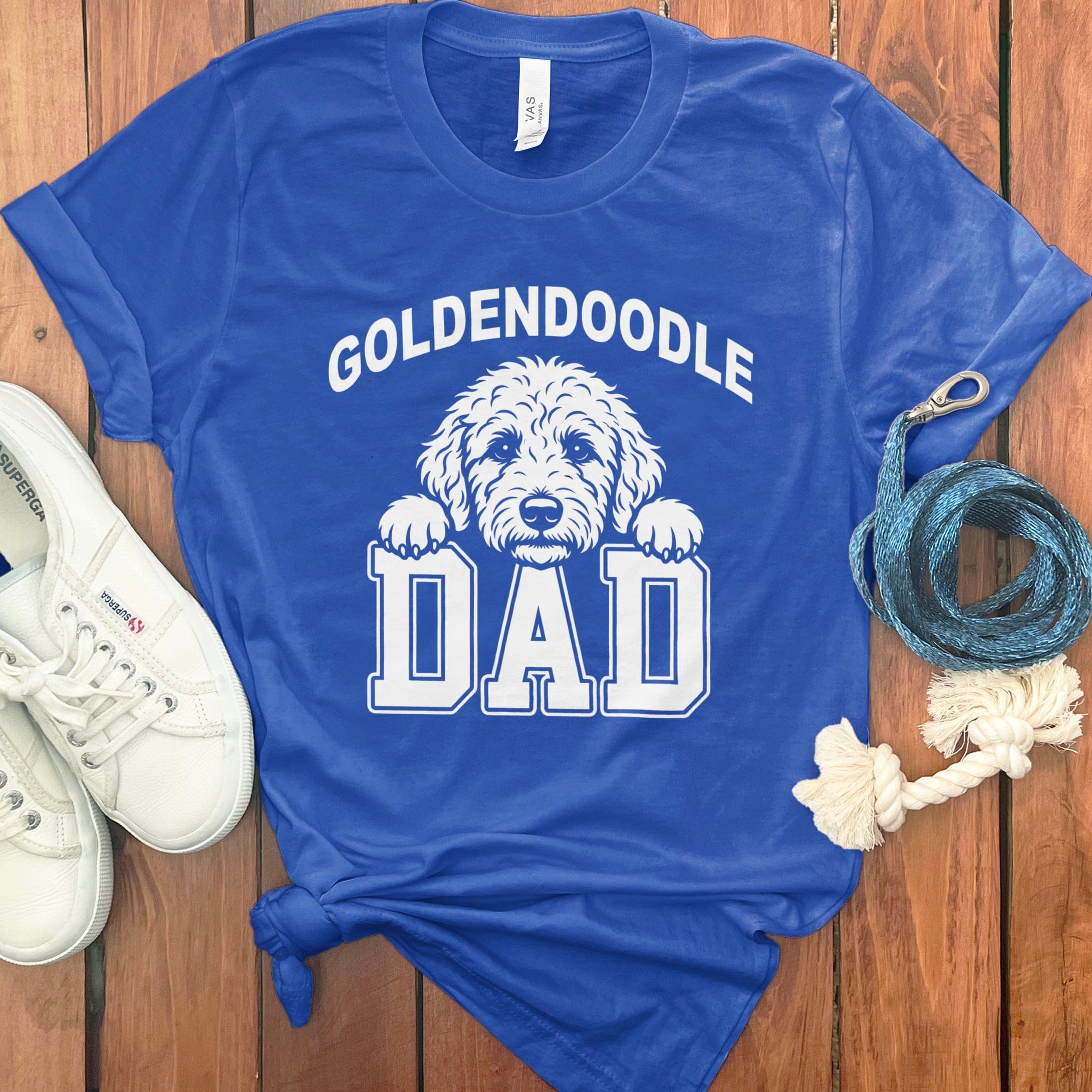 Collegiate Goldendoodle Dad T-Shirt in True Royal / S by Puppy Jo