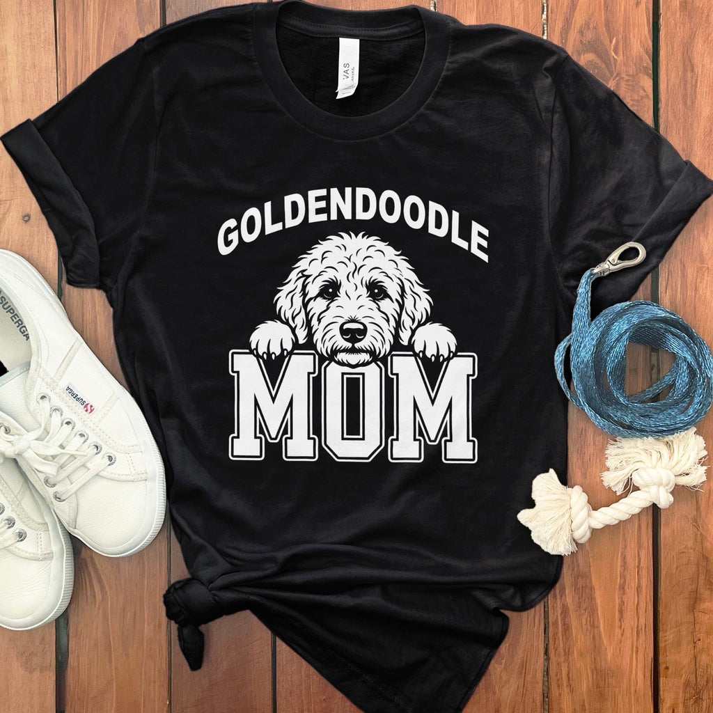 Collegiate Goldendoodle Mom T-Shirt in Black / S by Puppy Jo