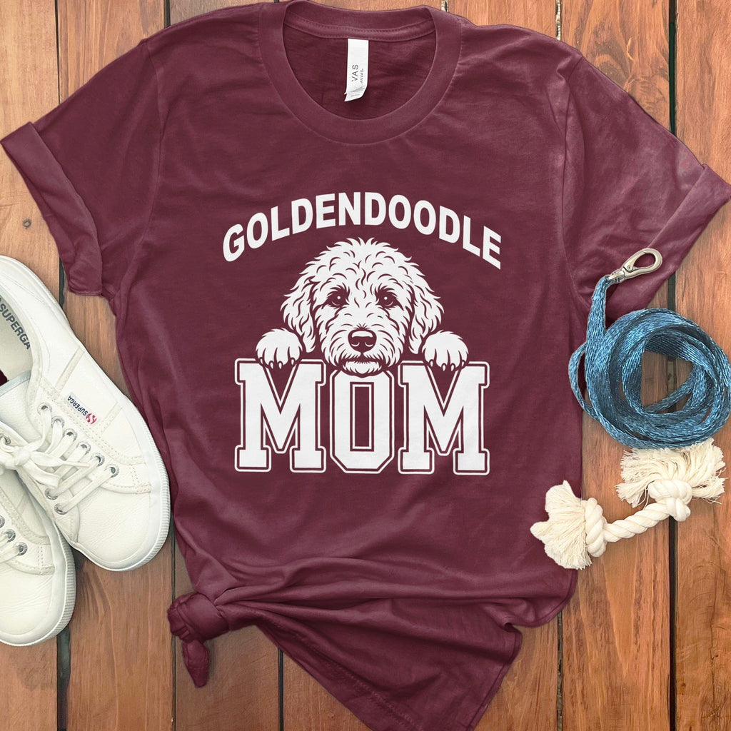 Collegiate Goldendoodle Mom T-Shirt in Maroon / S by Puppy Jo