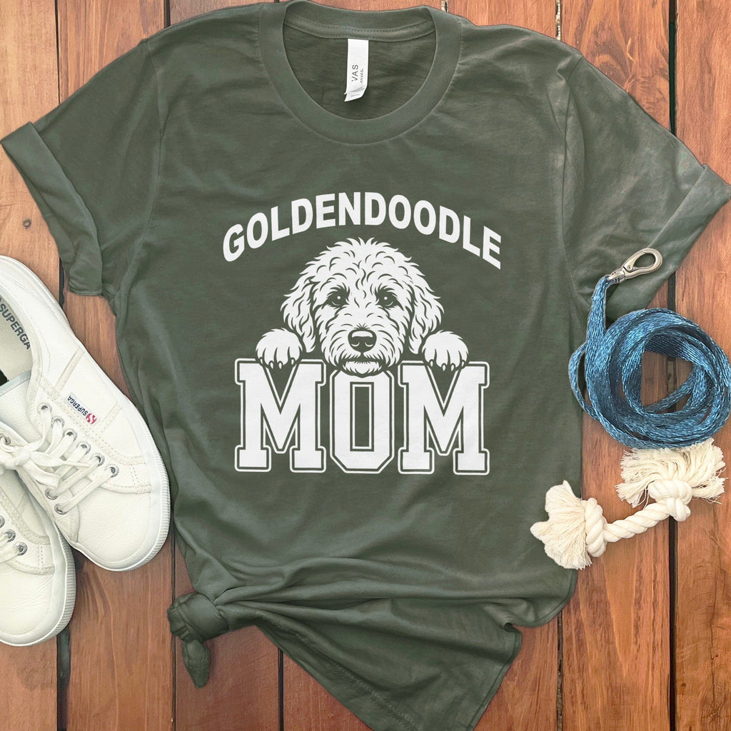 Collegiate Goldendoodle Mom T-Shirt in Military Green / S by Puppy Jo