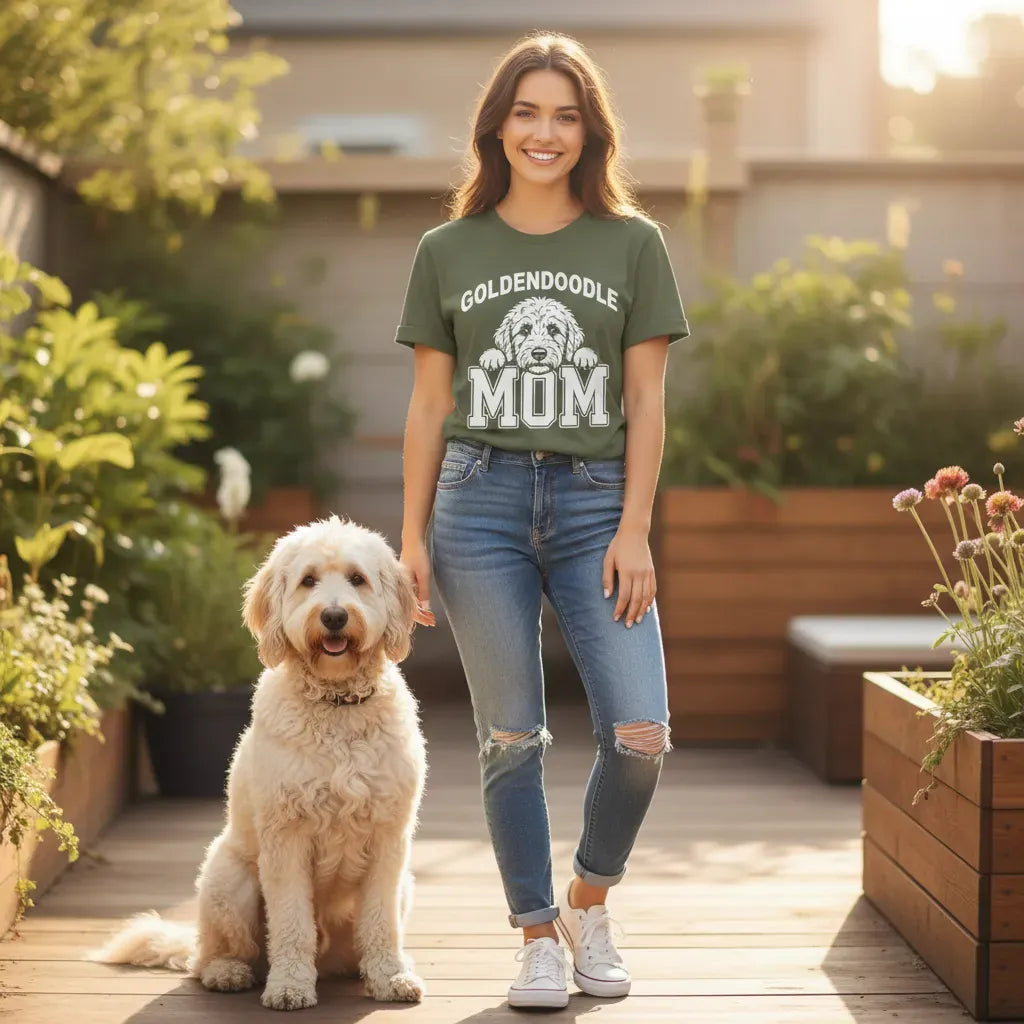 Collegiate Goldendoodle Mom T-Shirt in by Puppy Jo
