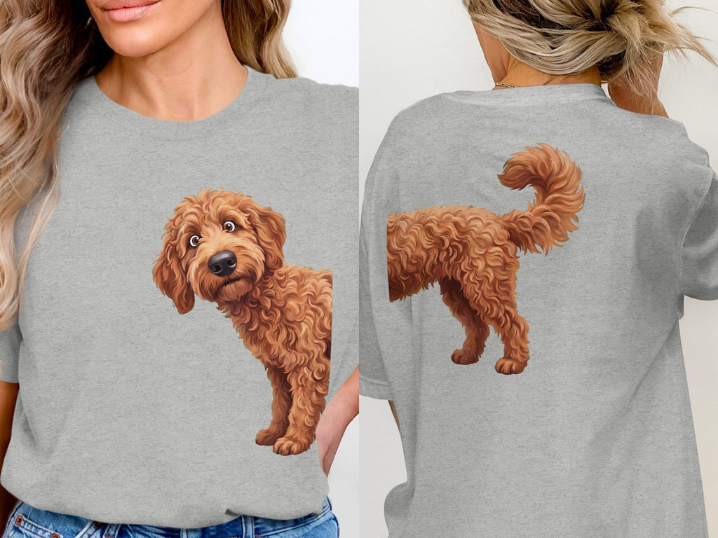 Coming & Going Apricot Goldendoodle T-Shirt in Athletic Heather / S by Puppy Jo