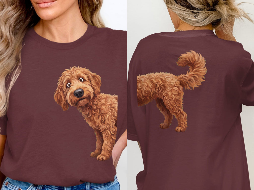 Coming & Going Apricot Goldendoodle T-Shirt in Maroon / S by Puppy Jo