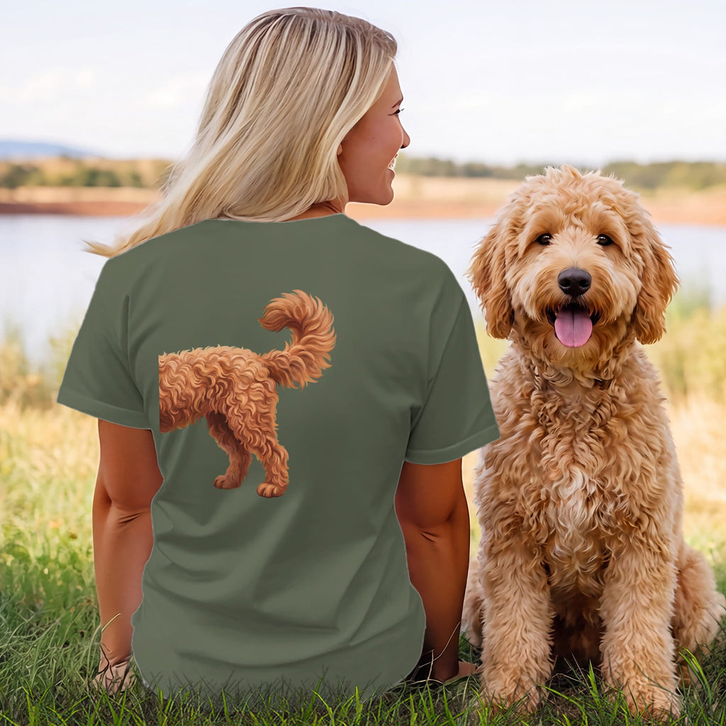 Coming & Going Apricot Goldendoodle T-Shirt in by Puppy Jo