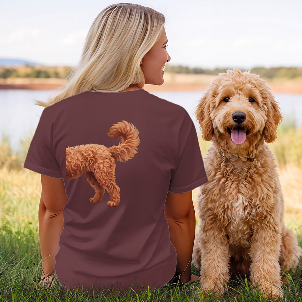 Coming & Going Apricot Goldendoodle T-Shirt in by Puppy Jo