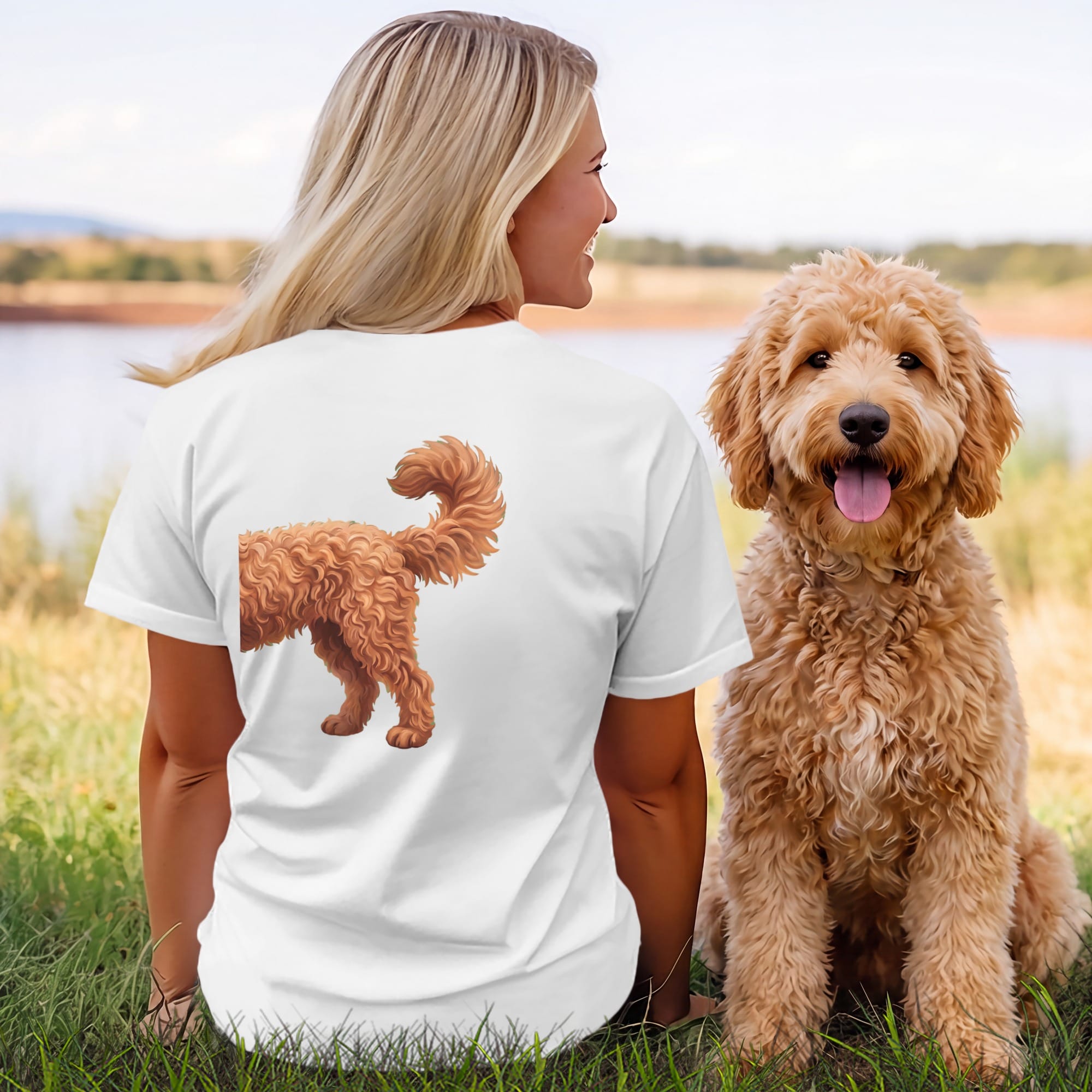 Coming & Going Apricot Goldendoodle T-Shirt in by Puppy Jo