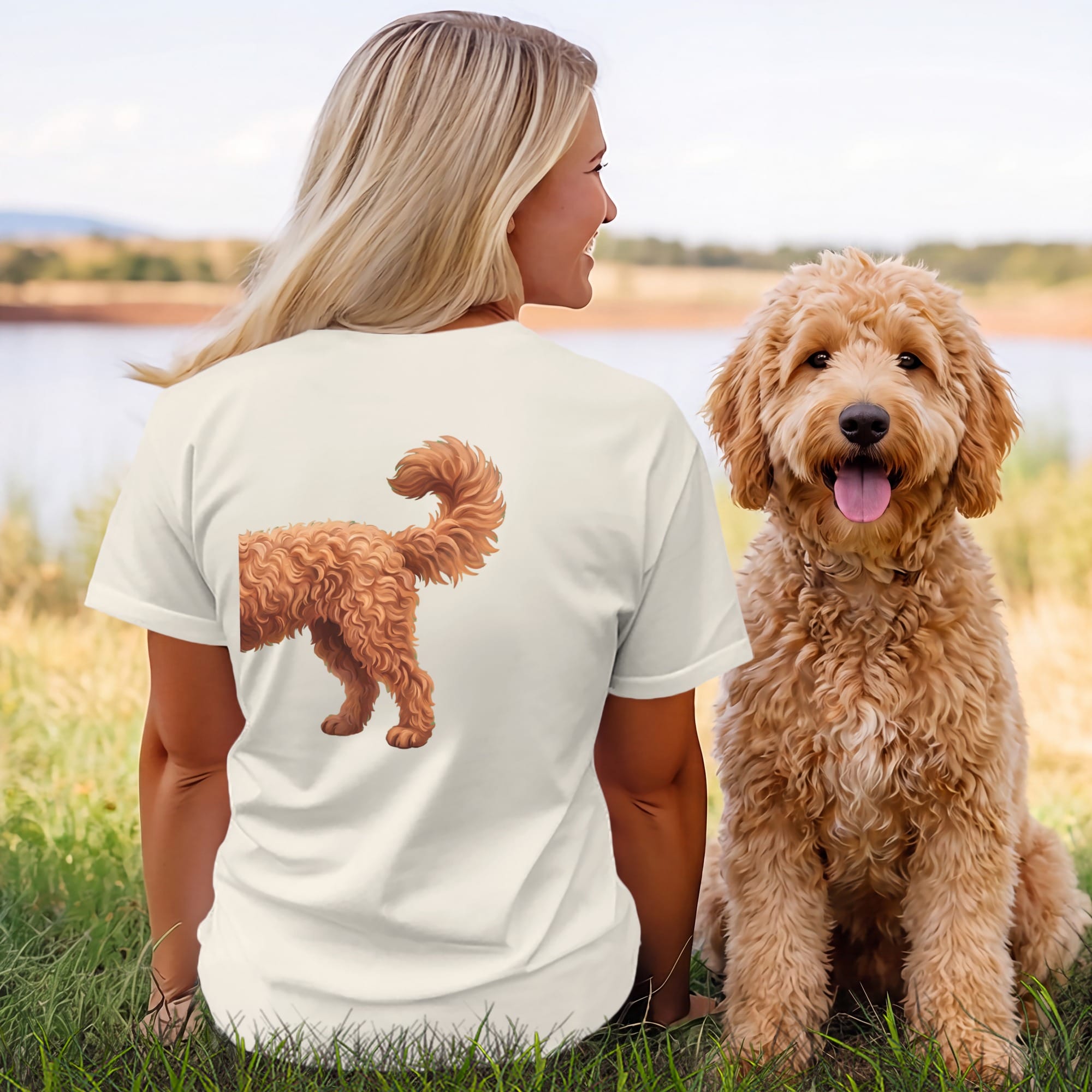 Coming & Going Apricot Goldendoodle T-Shirt in by Puppy Jo