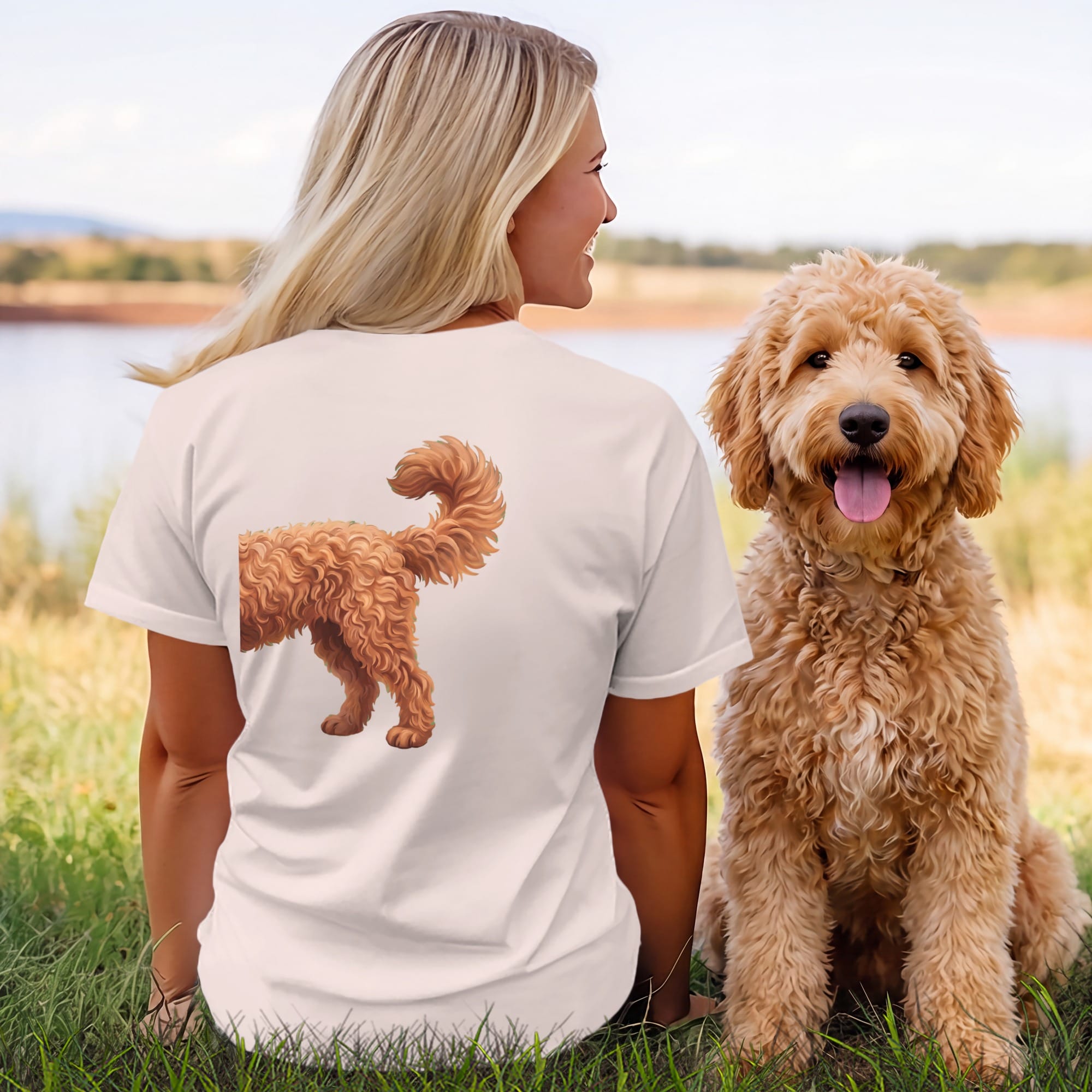 Coming & Going Apricot Goldendoodle T-Shirt in by Puppy Jo