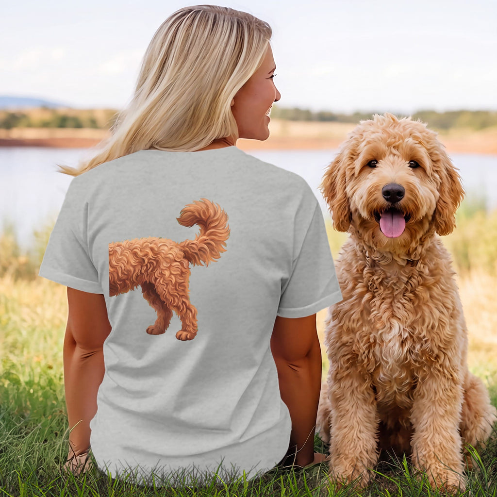 Coming & Going Apricot Goldendoodle T-Shirt in by Puppy Jo
