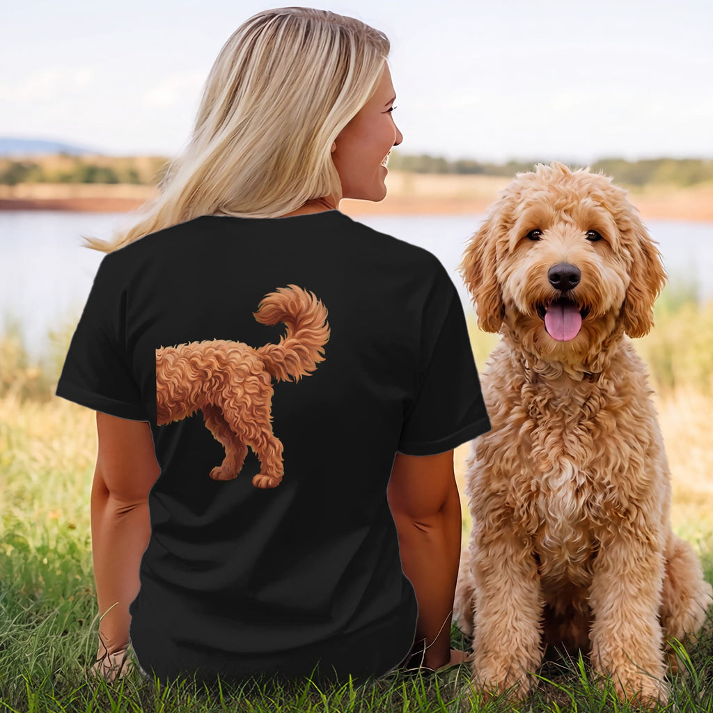 Coming & Going Apricot Goldendoodle T-Shirt in by Puppy Jo
