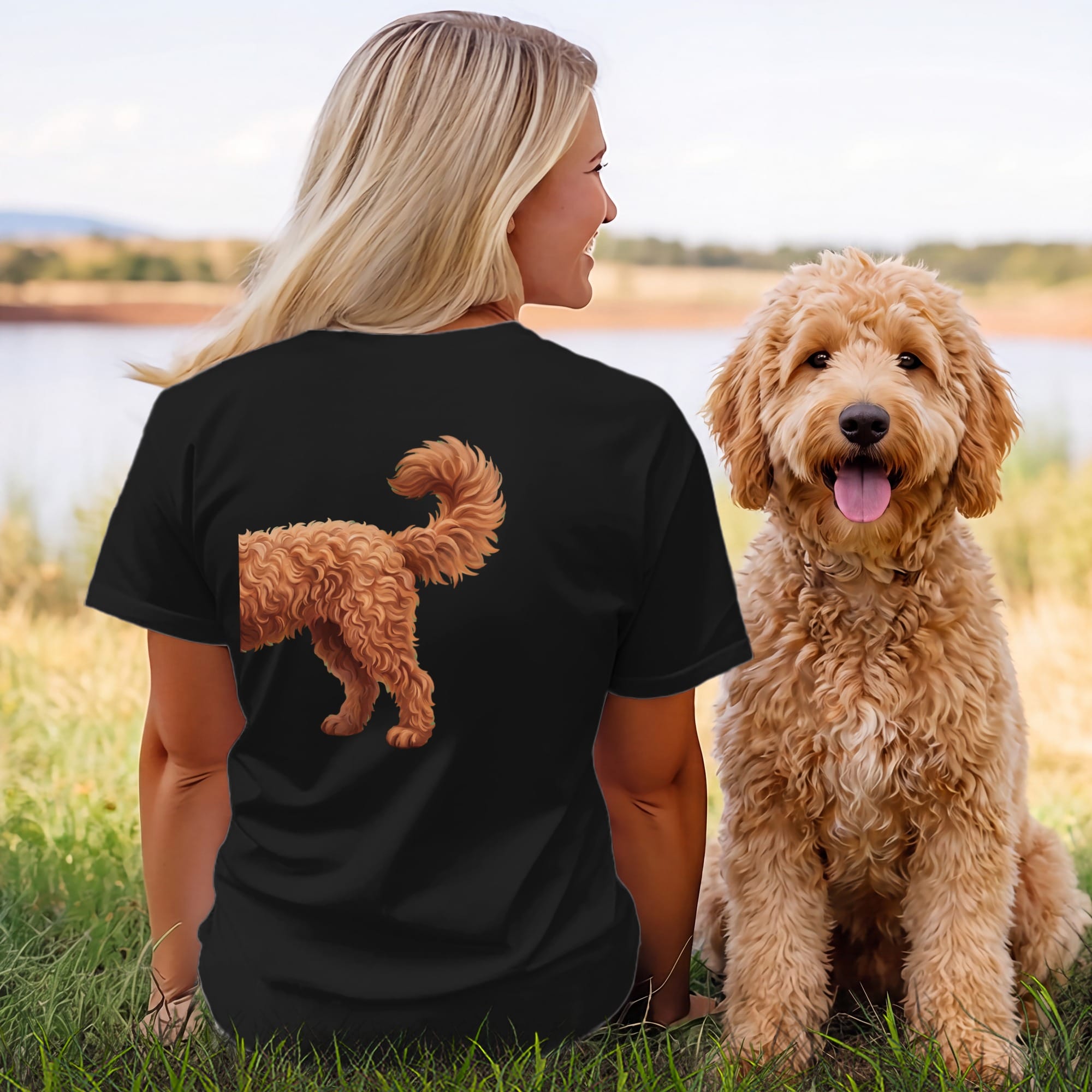 Coming & Going Apricot Goldendoodle T-Shirt in by Puppy Jo