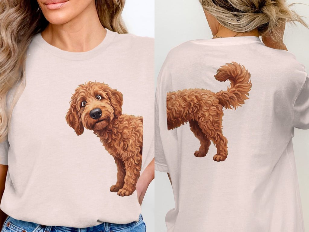 Coming & Going Apricot Goldendoodle T-Shirt in Soft Pink / S by Puppy Jo
