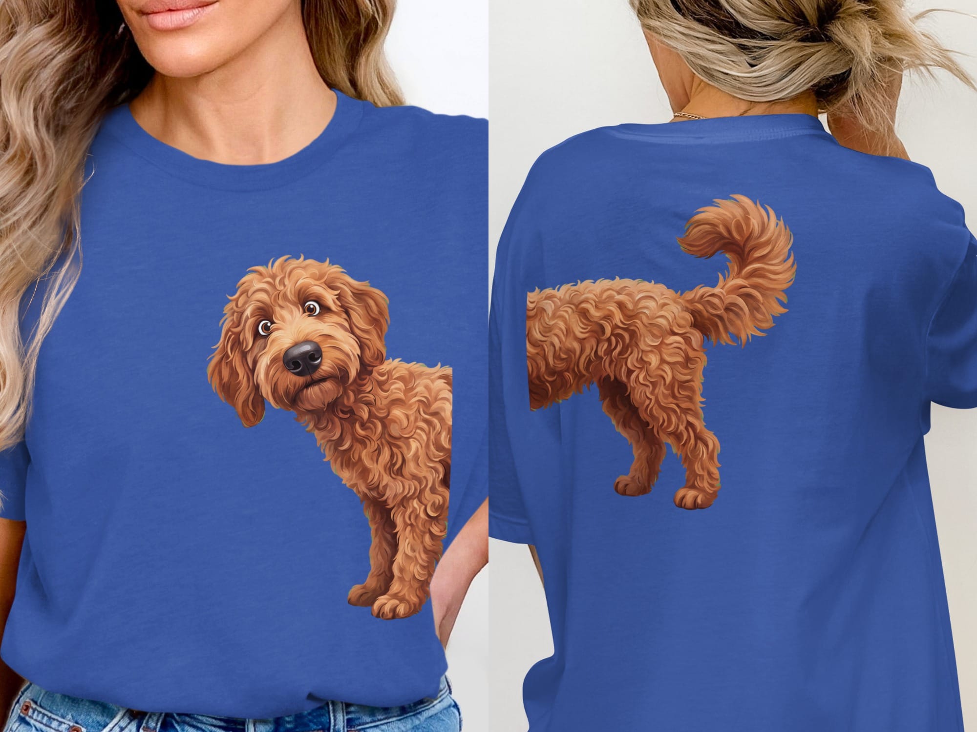 Coming & Going Apricot Goldendoodle T-Shirt in True Royal / S by Puppy Jo