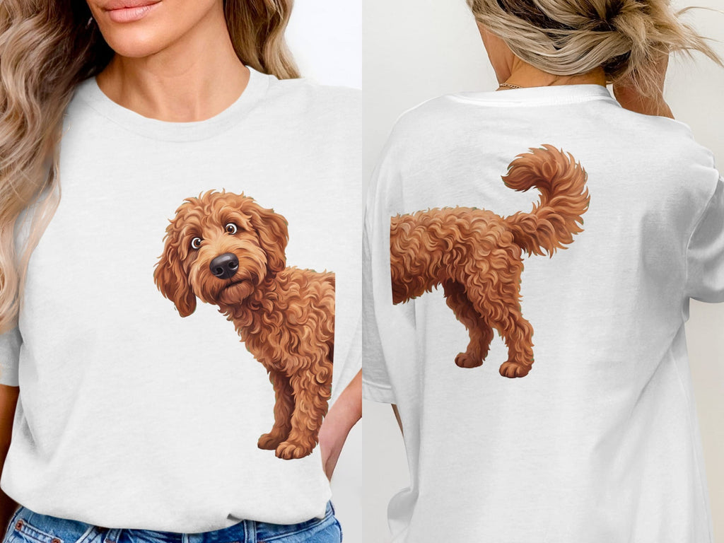 Coming & Going Apricot Goldendoodle T-Shirt in White / S by Puppy Jo