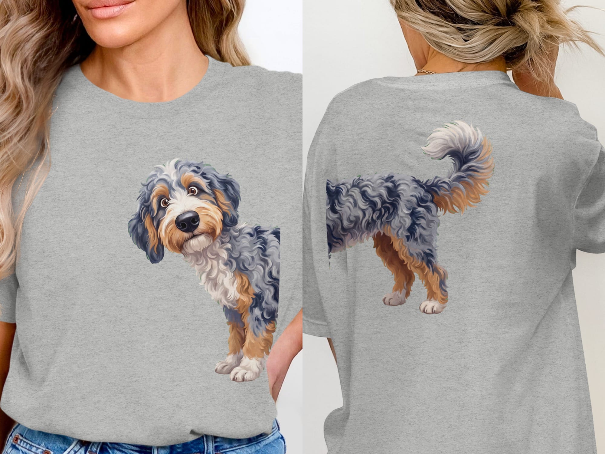Coming & Going Aussiedoodle T-Shirt in Athletic Heather / S by Puppy Jo