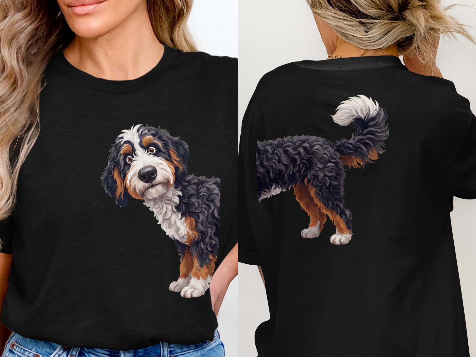 Coming & Going Bernedoodle T-Shirt in Black / S by Puppy Jo