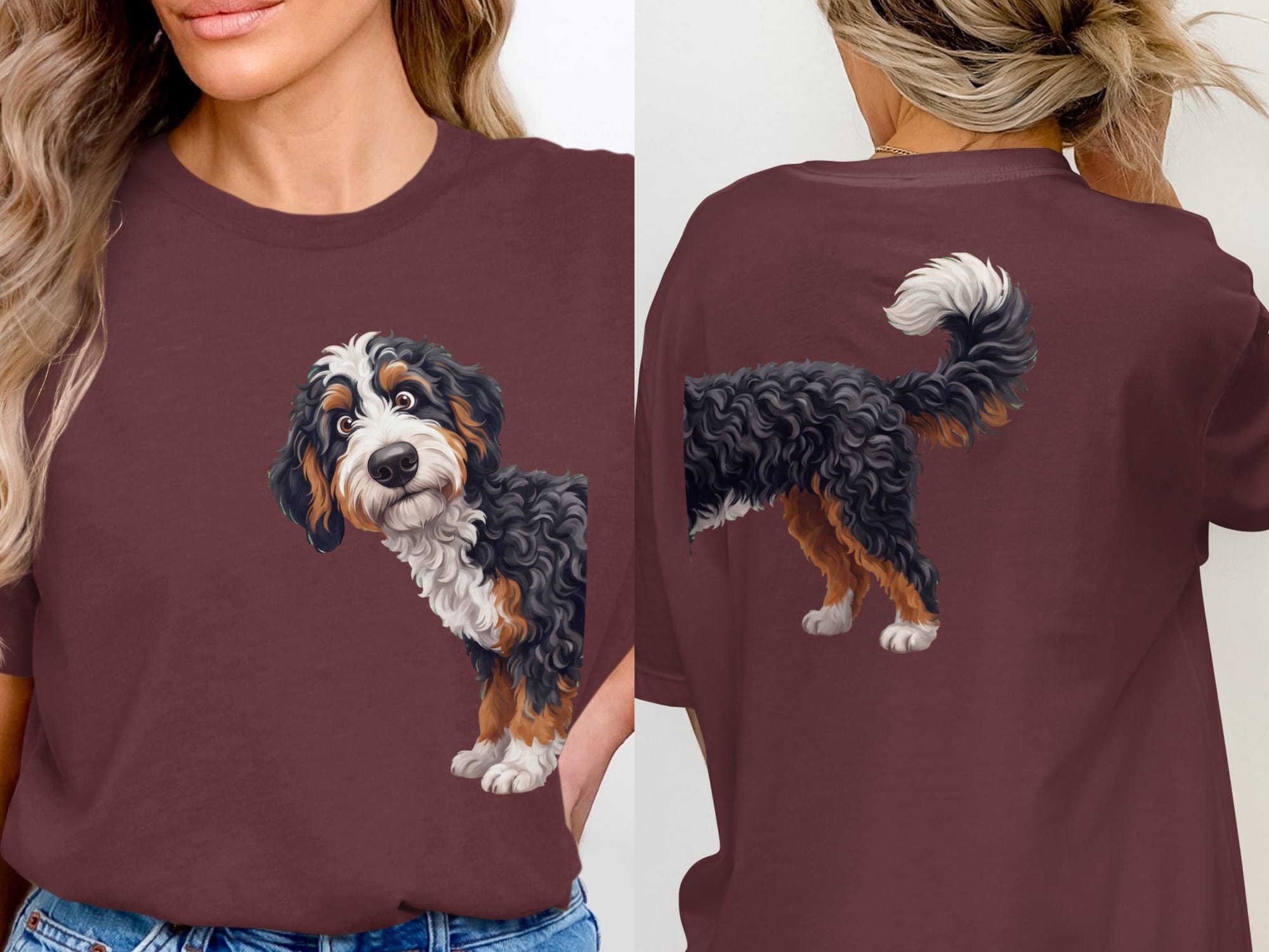 Coming & Going Bernedoodle T-Shirt in Maroon / S by Puppy Jo