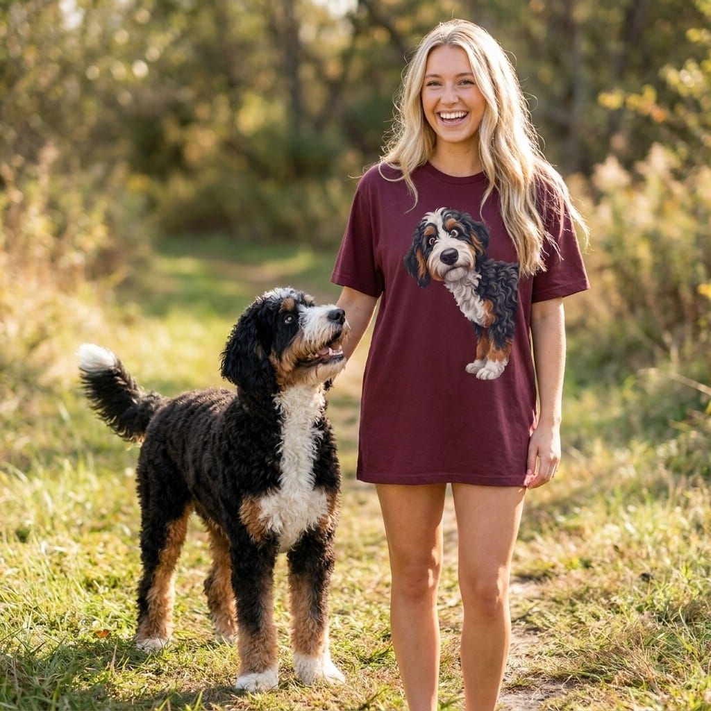Coming & Going Bernedoodle T-Shirt in by Puppy Jo