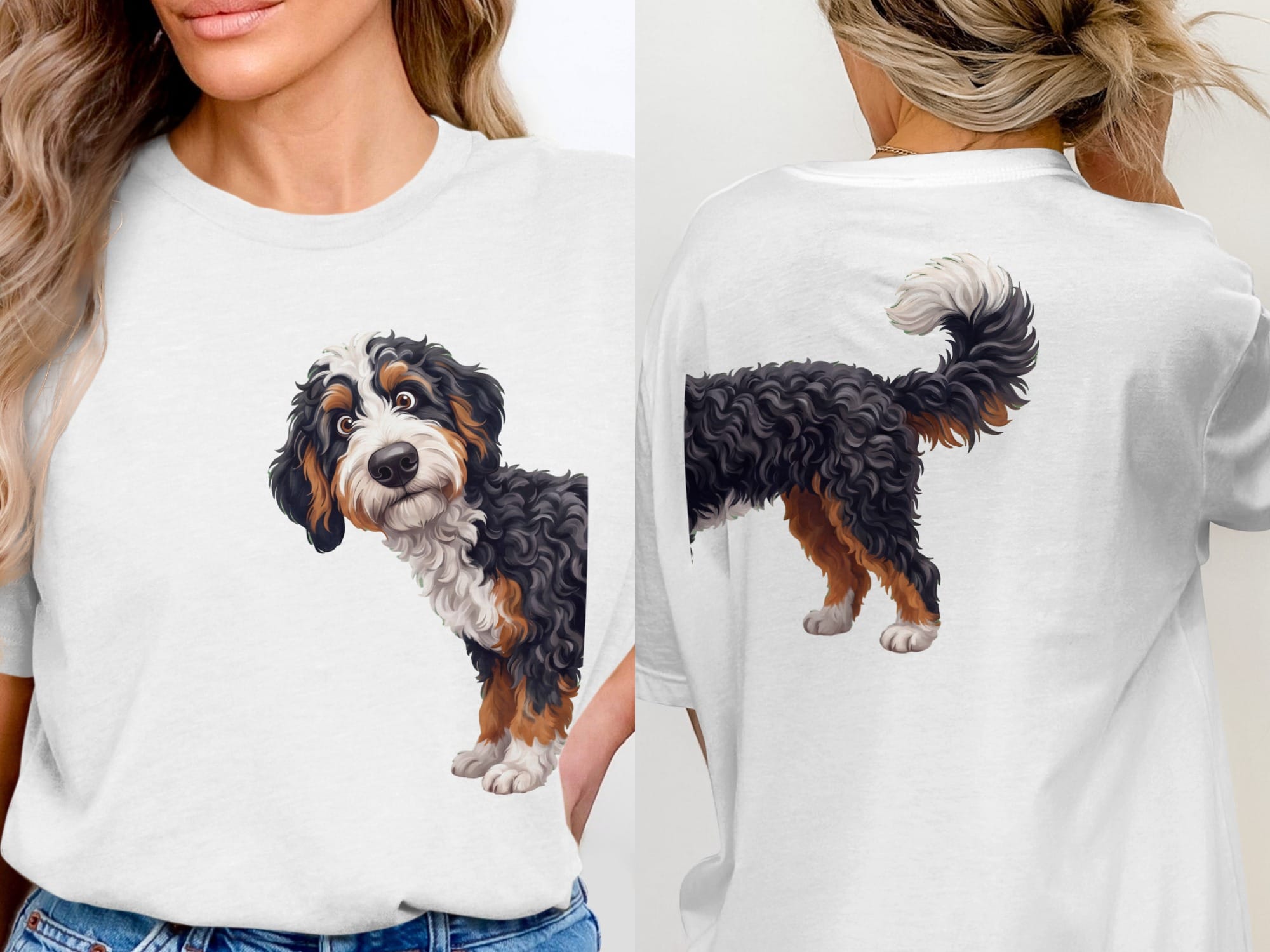 Coming & Going Bernedoodle T-Shirt in White / S by Puppy Jo