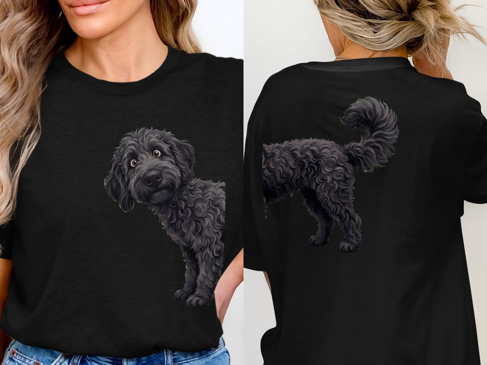 Coming & Going Black Goldendoodle T-Shirt in Black / S by Puppy Jo