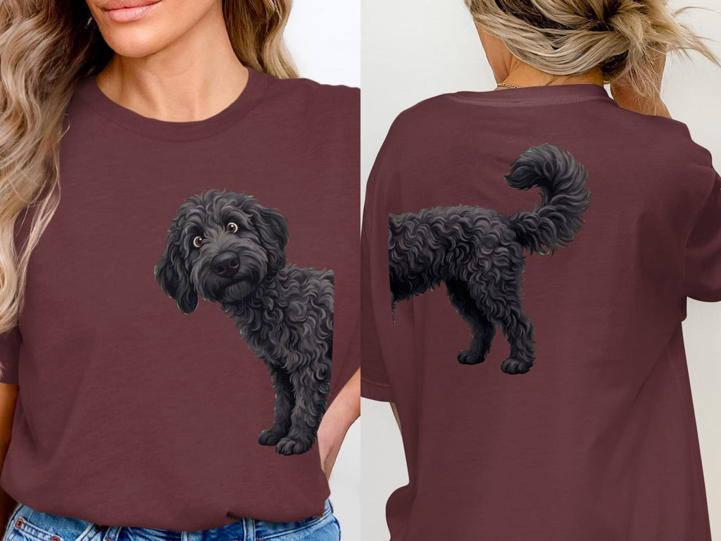 Coming & Going Black Goldendoodle T-Shirt in Maroon / S by Puppy Jo