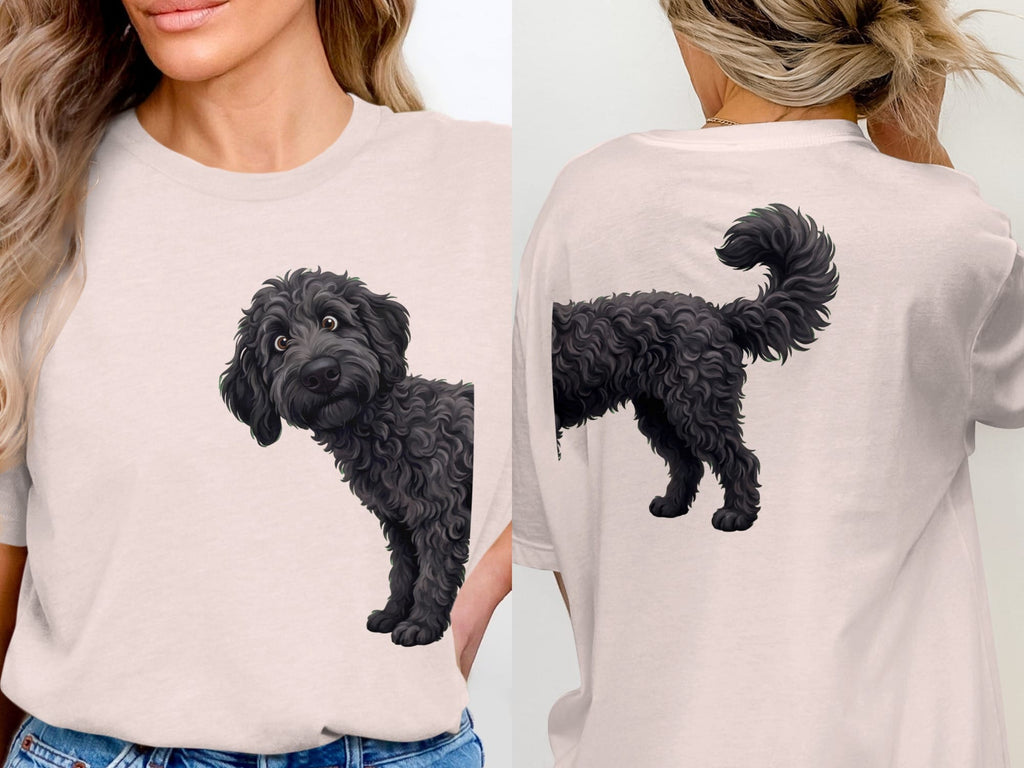 Coming & Going Black Goldendoodle T-Shirt in Soft Pink / S by Puppy Jo
