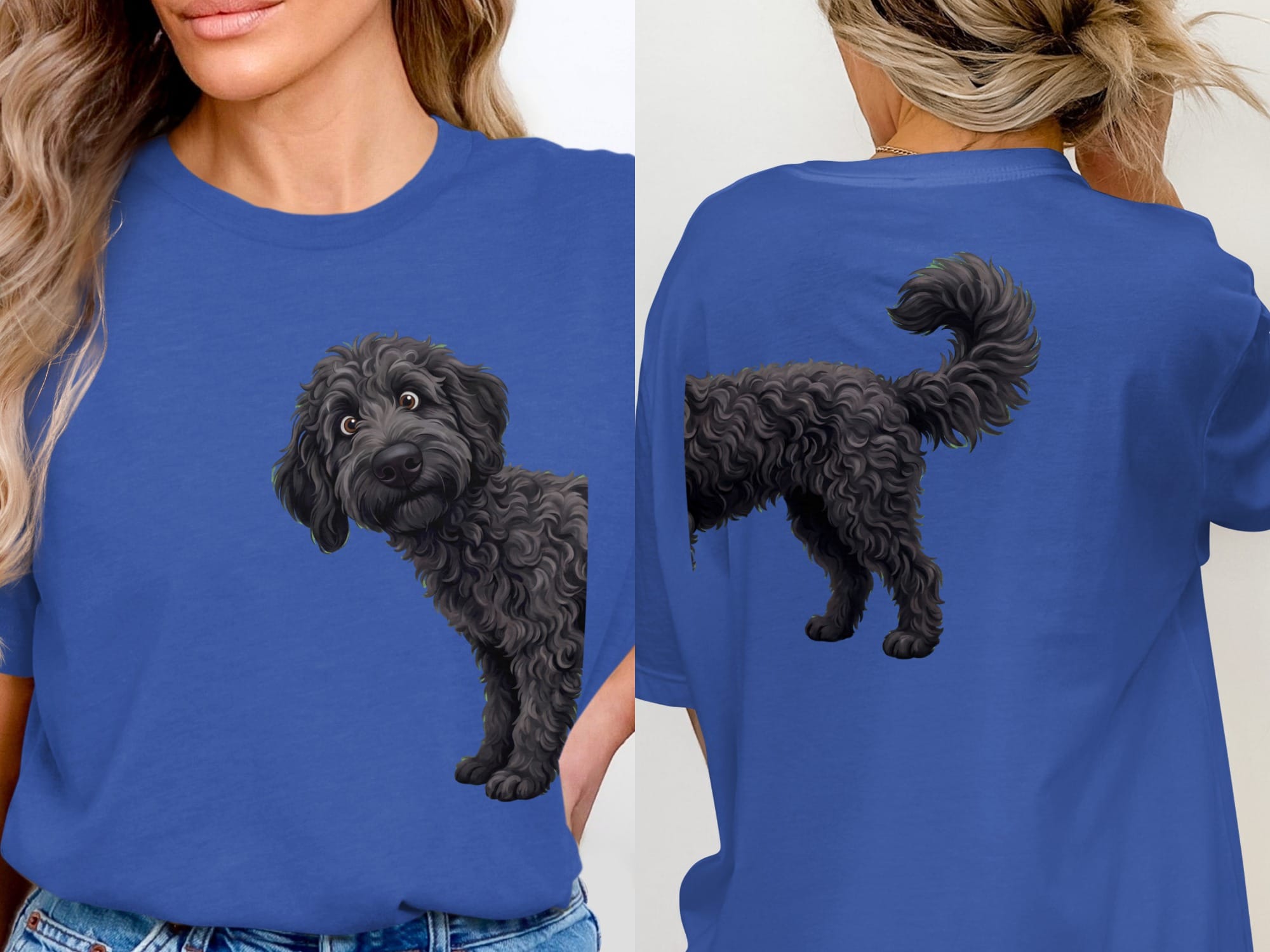 Coming & Going Black Goldendoodle T-Shirt in True Royal / S by Puppy Jo