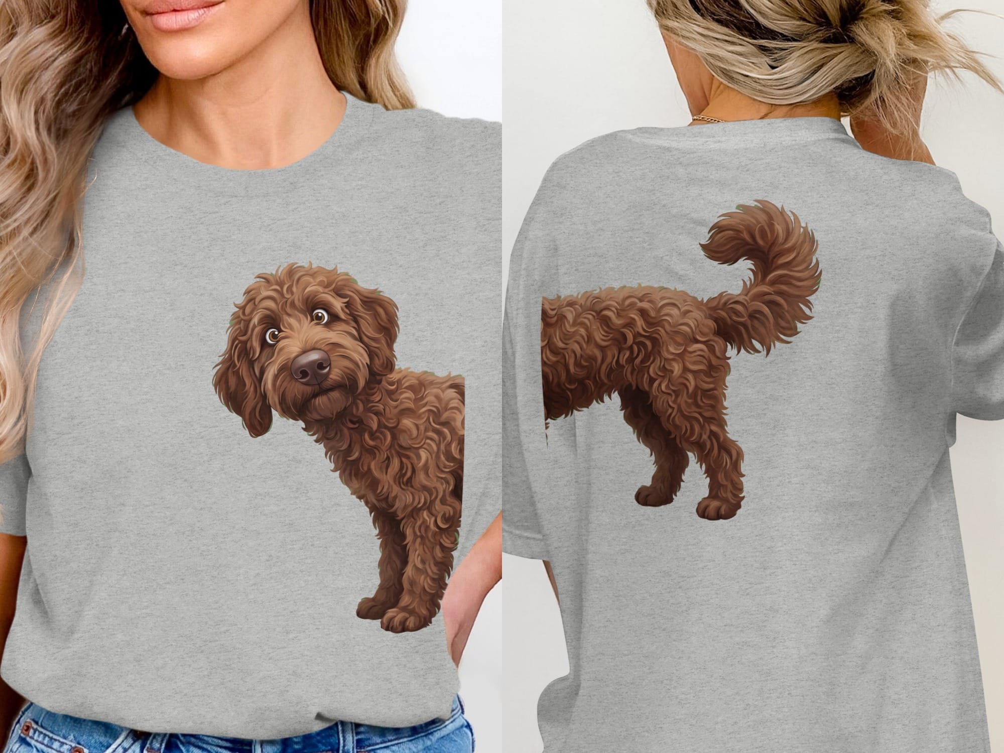 Coming & Going Chocolate Goldendoodle T-Shirt in Athletic Heather / S by Puppy Jo