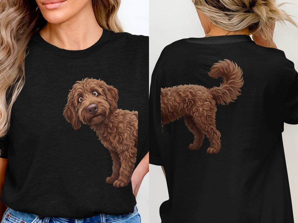 Coming & Going Chocolate Goldendoodle T-Shirt in Black / S by Puppy Jo