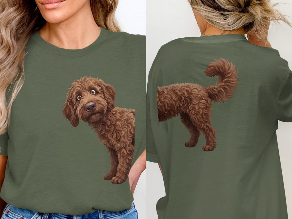 Coming & Going Chocolate Goldendoodle T-Shirt in Military Green / S by Puppy Jo