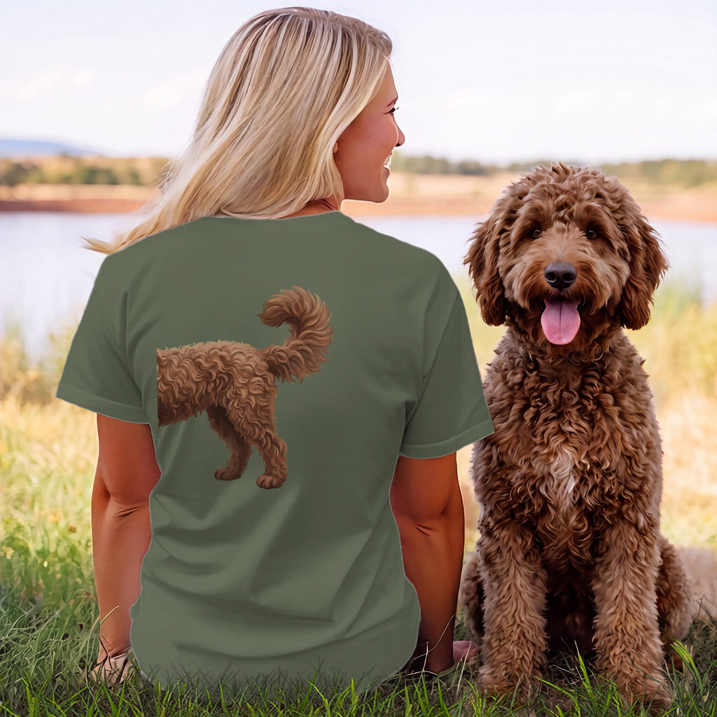Coming & Going Chocolate Goldendoodle T-Shirt in by Puppy Jo