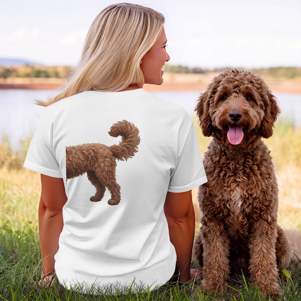 Coming & Going Chocolate Goldendoodle T-Shirt in by Puppy Jo