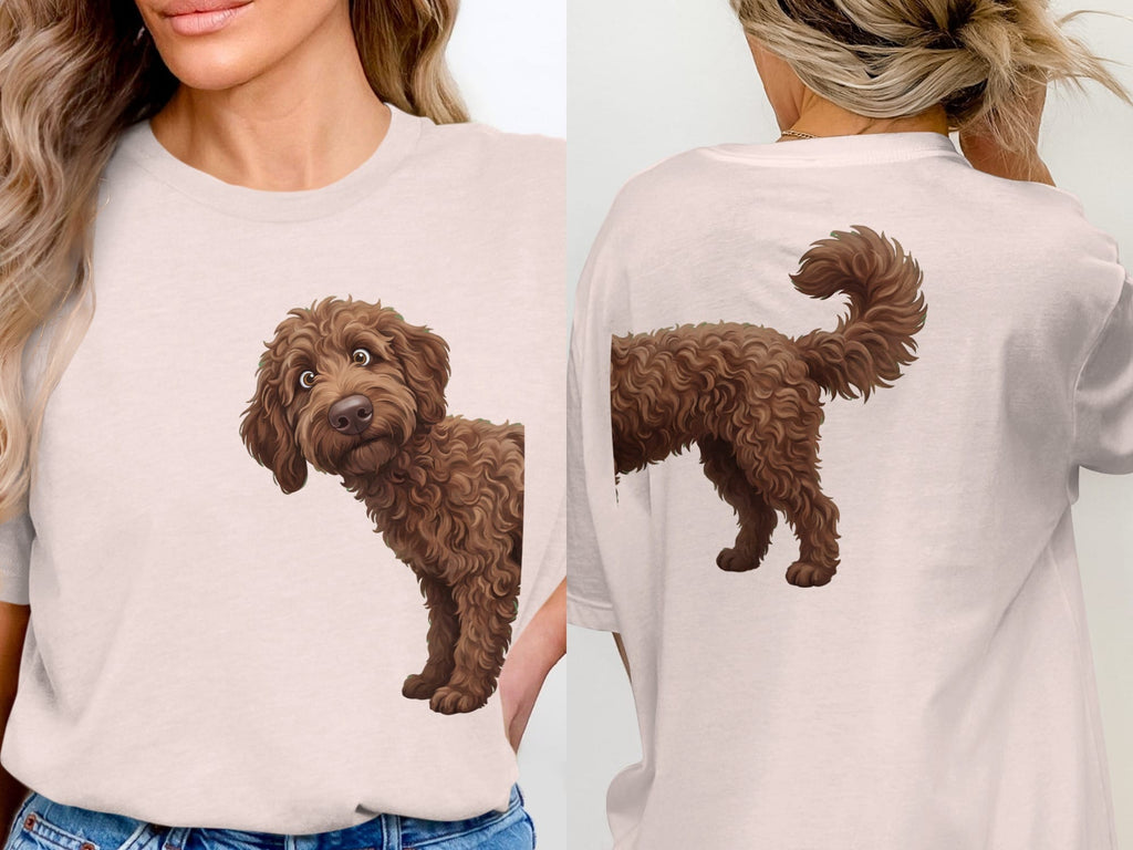 Coming & Going Chocolate Goldendoodle T-Shirt in Soft Pink / S by Puppy Jo