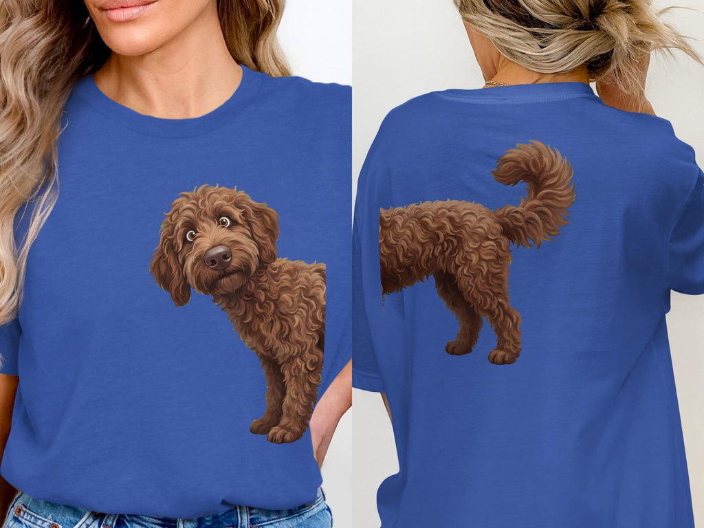 Coming & Going Chocolate Goldendoodle T-Shirt in True Royal / S by Puppy Jo