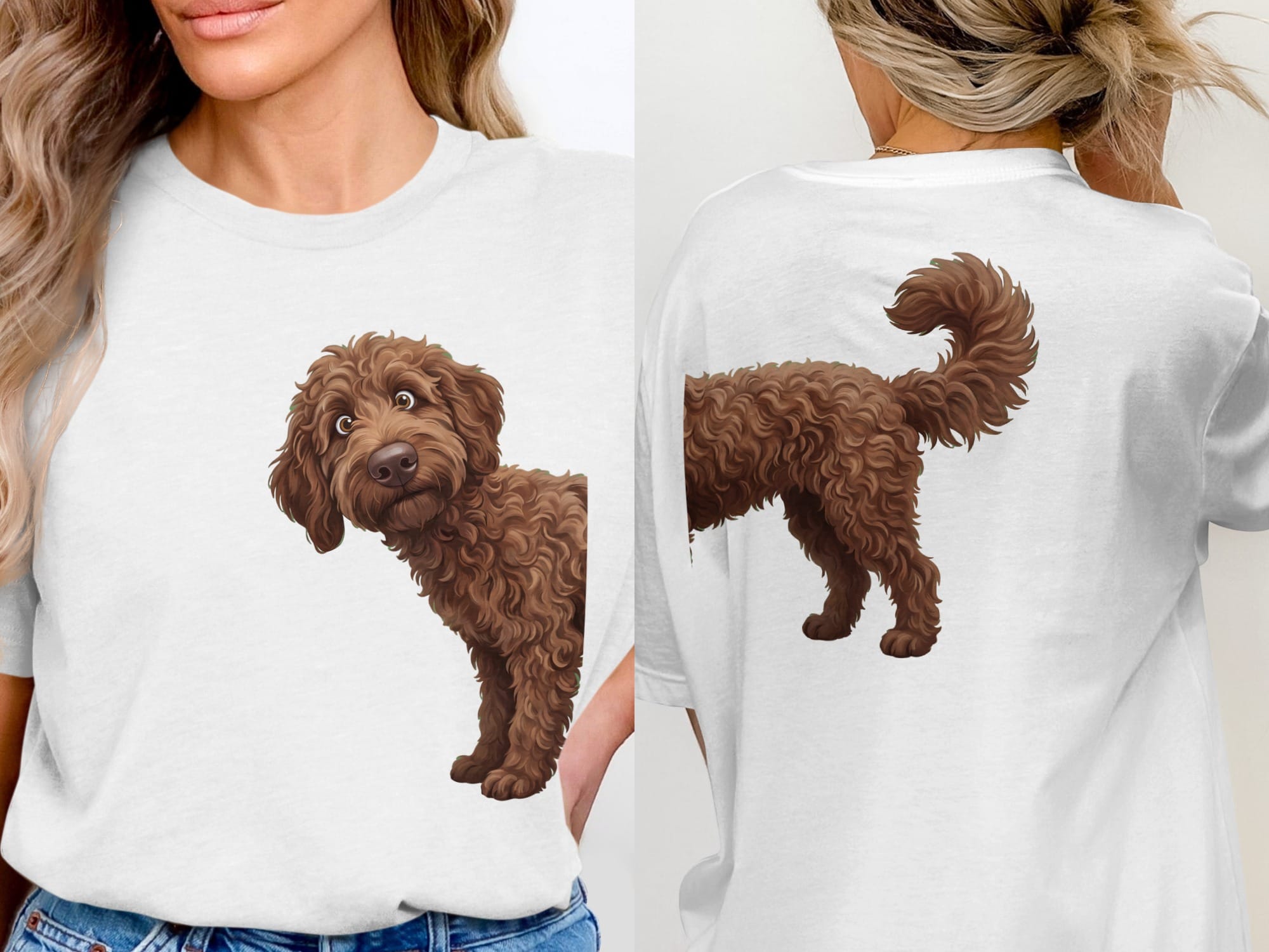 Coming & Going Chocolate Goldendoodle T-Shirt in White / S by Puppy Jo