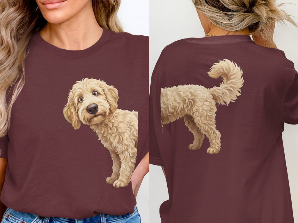 Coming & Going Cream Goldendoodle T-Shirt in Maroon / S by Puppy Jo