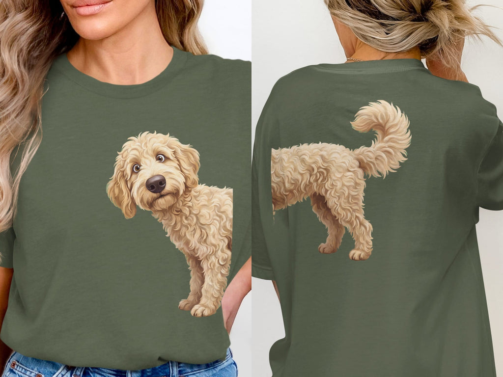 Coming & Going Cream Goldendoodle T-Shirt in Military Green / S by Puppy Jo