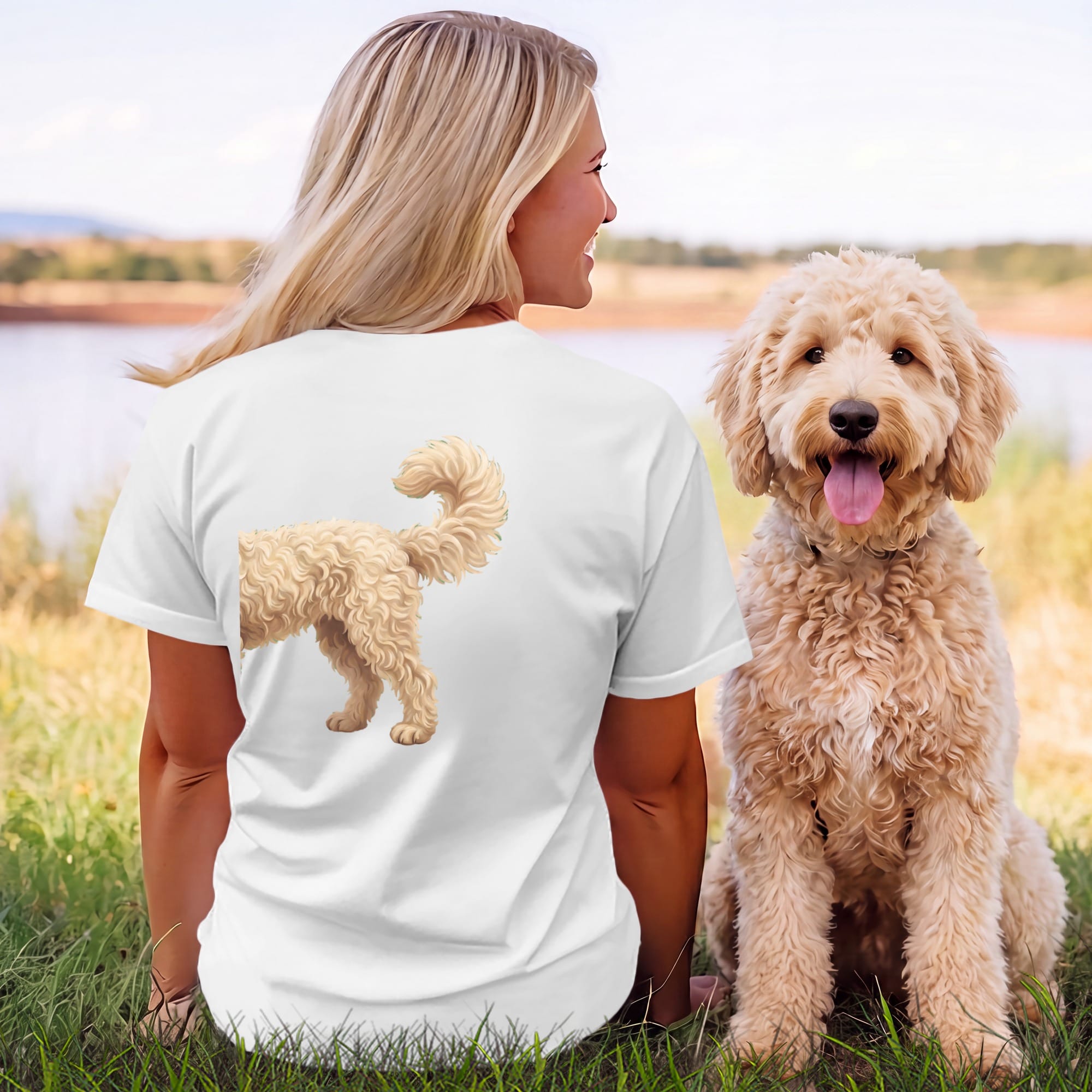 Coming & Going Cream Goldendoodle T-Shirt in by Puppy Jo