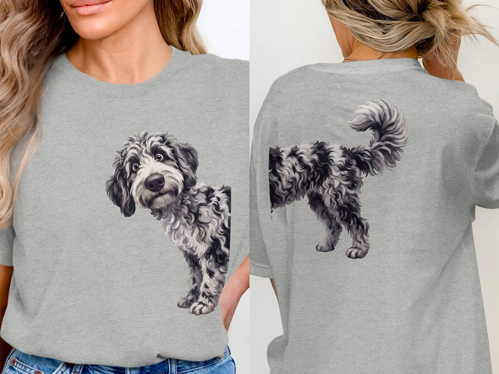 Coming & Going Merle Goldendoodle T-Shirt in Athletic Heather / S by Puppy Jo