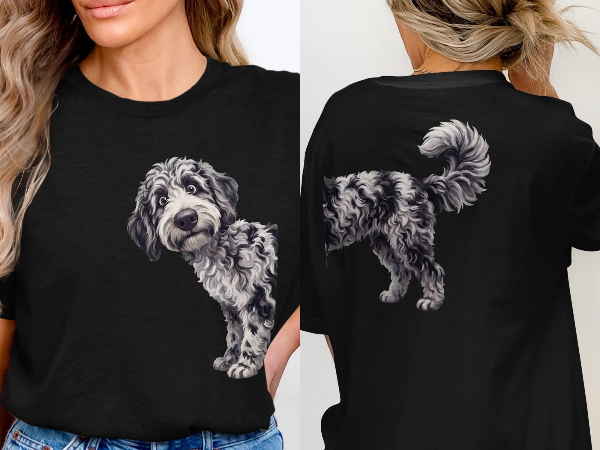 Coming & Going Merle Goldendoodle T-Shirt in Black / S by Puppy Jo