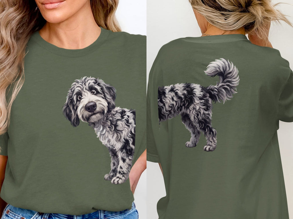Coming & Going Merle Goldendoodle T-Shirt in Military Green / S by Puppy Jo