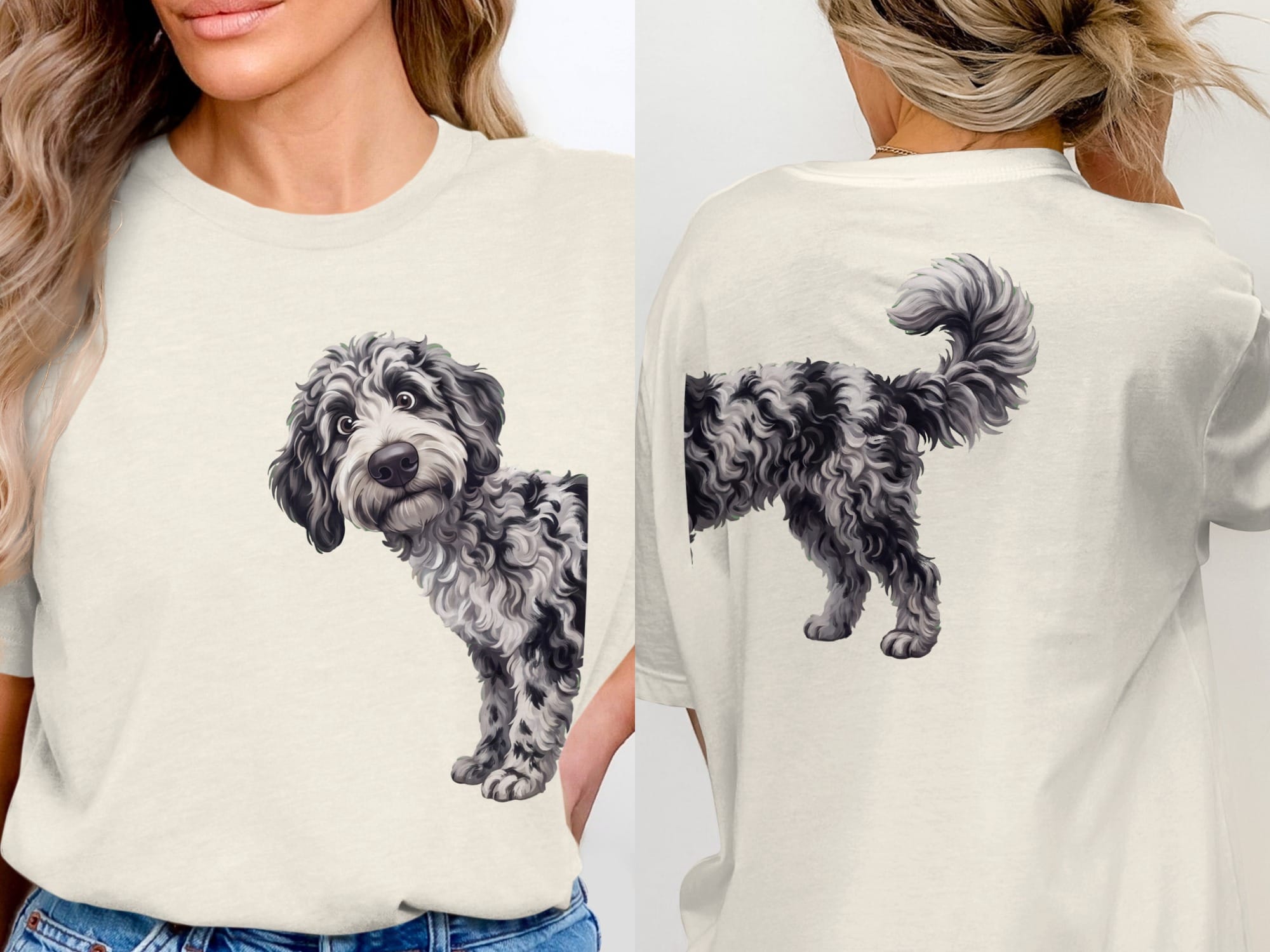 Coming & Going Merle Goldendoodle T-Shirt in Natural / S by Puppy Jo
