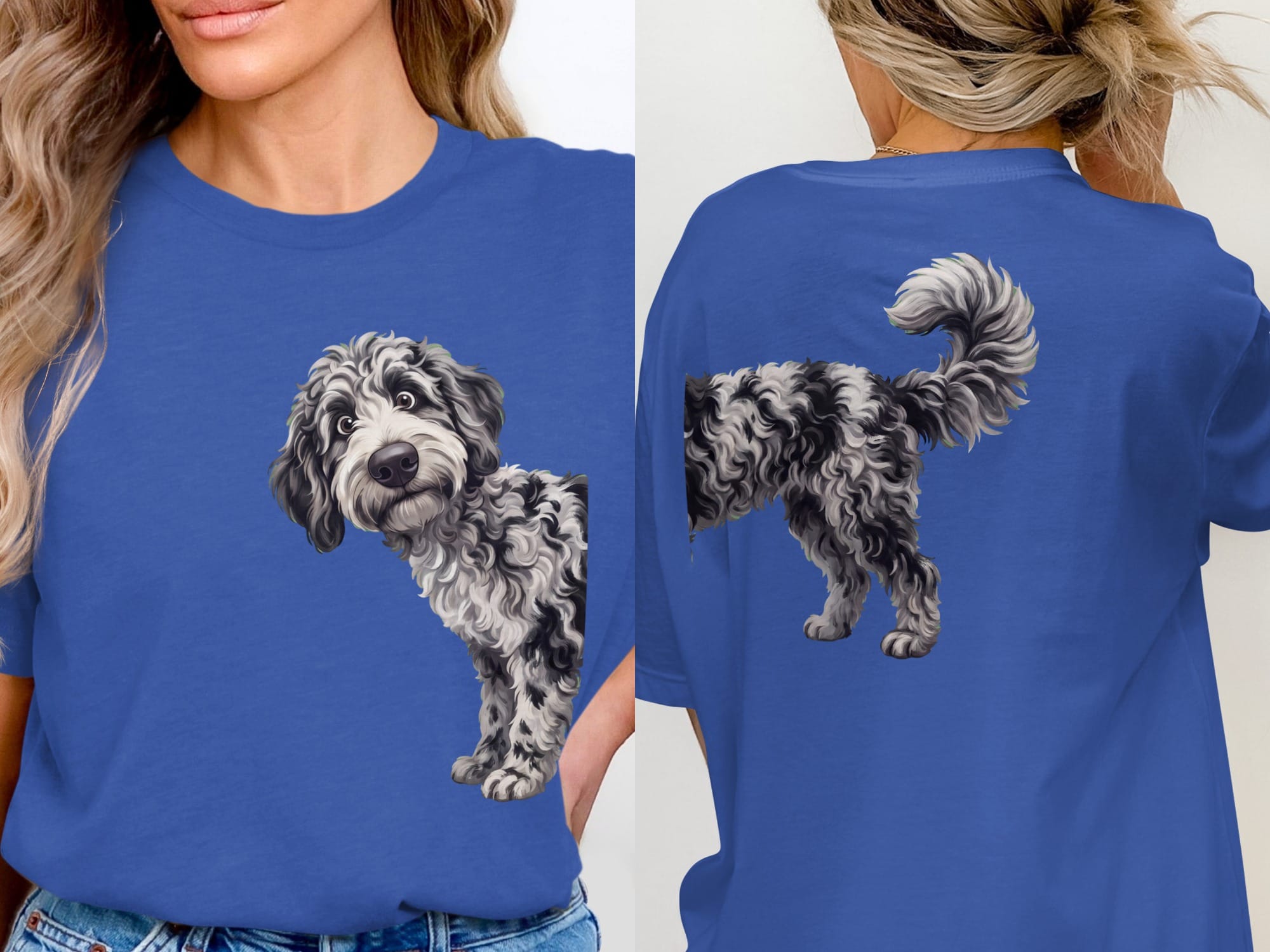 Coming & Going Merle Goldendoodle T-Shirt in True Royal / S by Puppy Jo