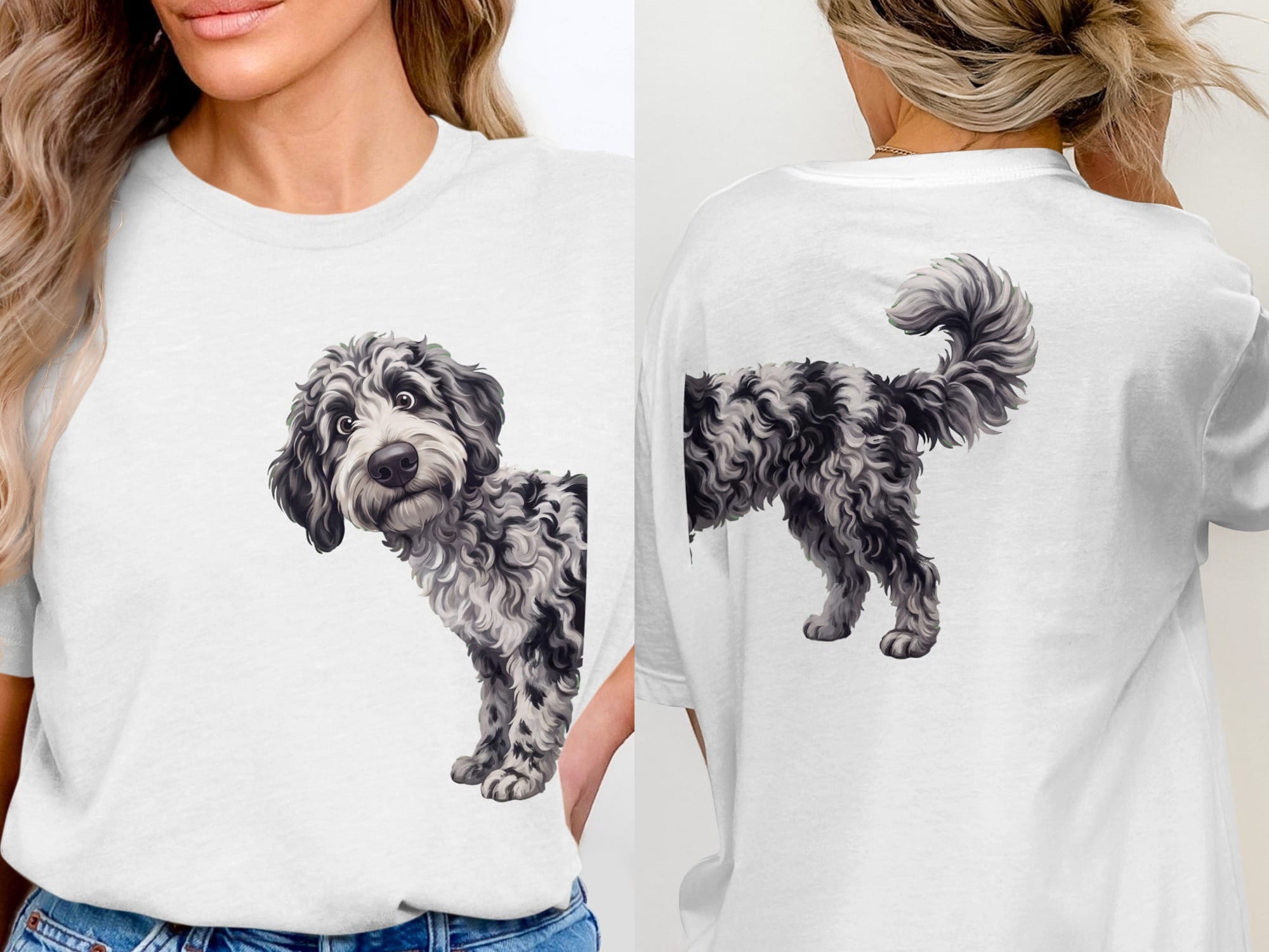 Coming & Going Merle Goldendoodle T-Shirt in White / S by Puppy Jo