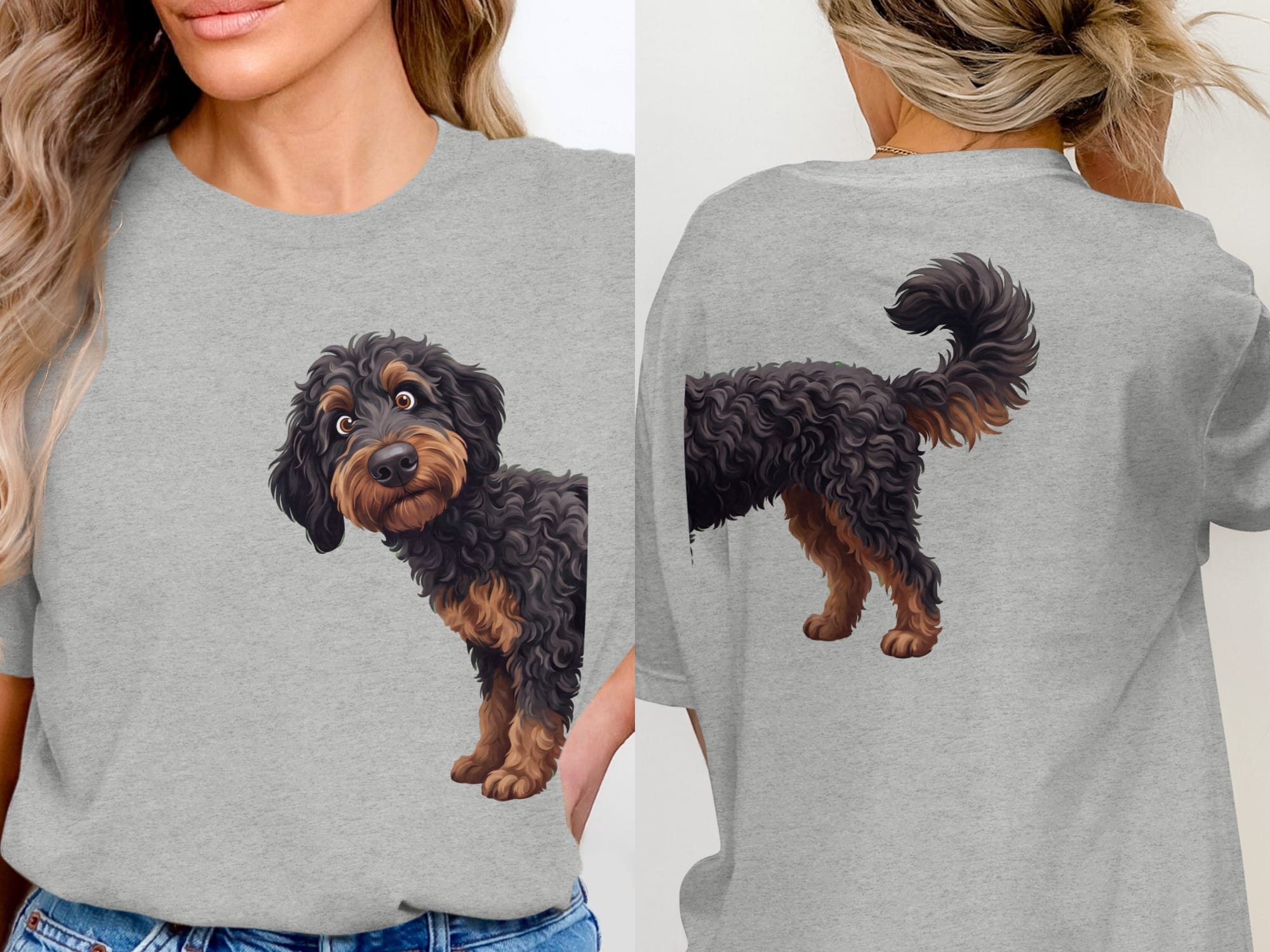 Coming & Going Phantom Goldendoodle T-Shirt in Athletic Heather / S by Puppy Jo