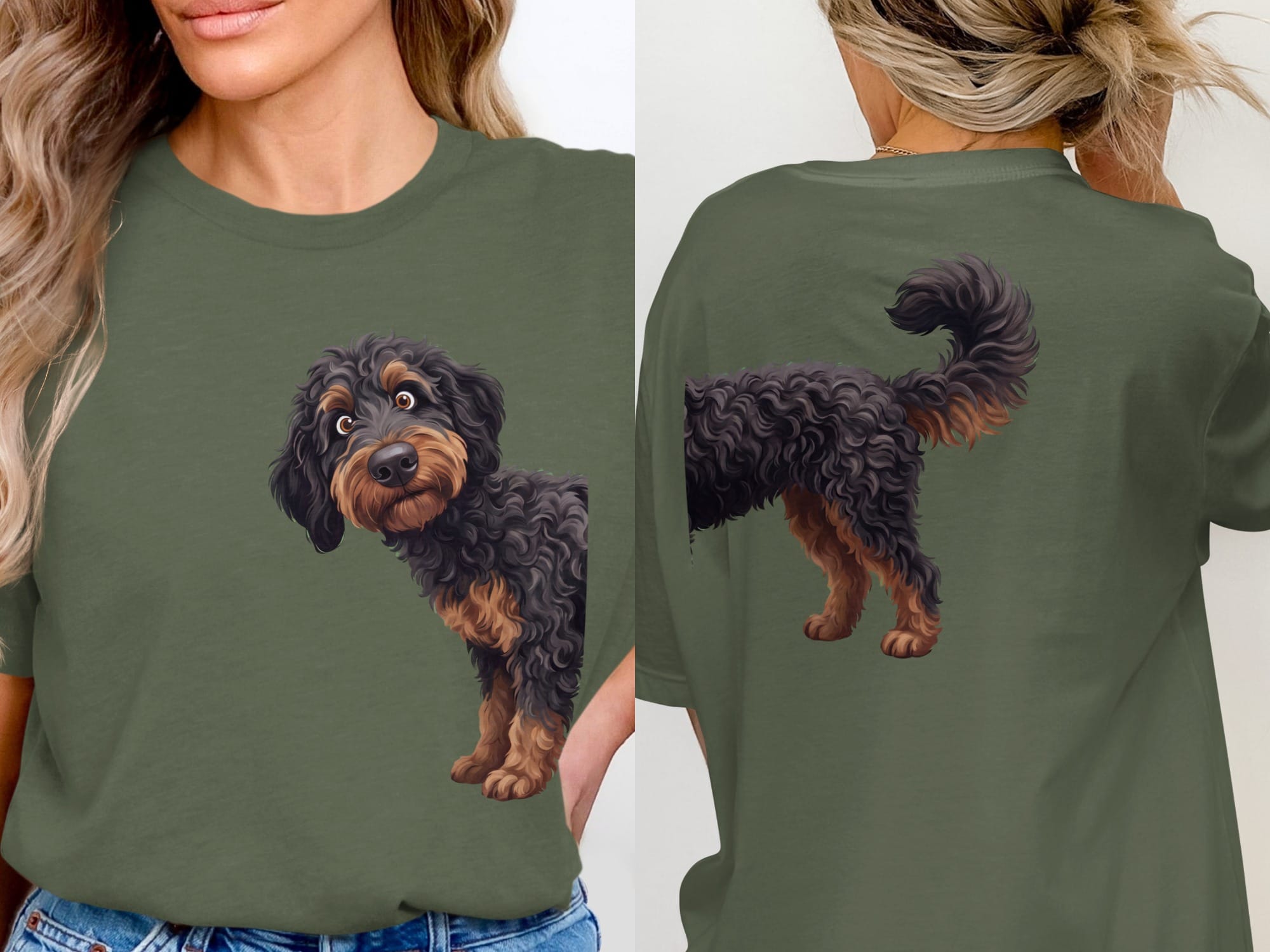 Coming & Going Phantom Goldendoodle T-Shirt in Military Green / S by Puppy Jo