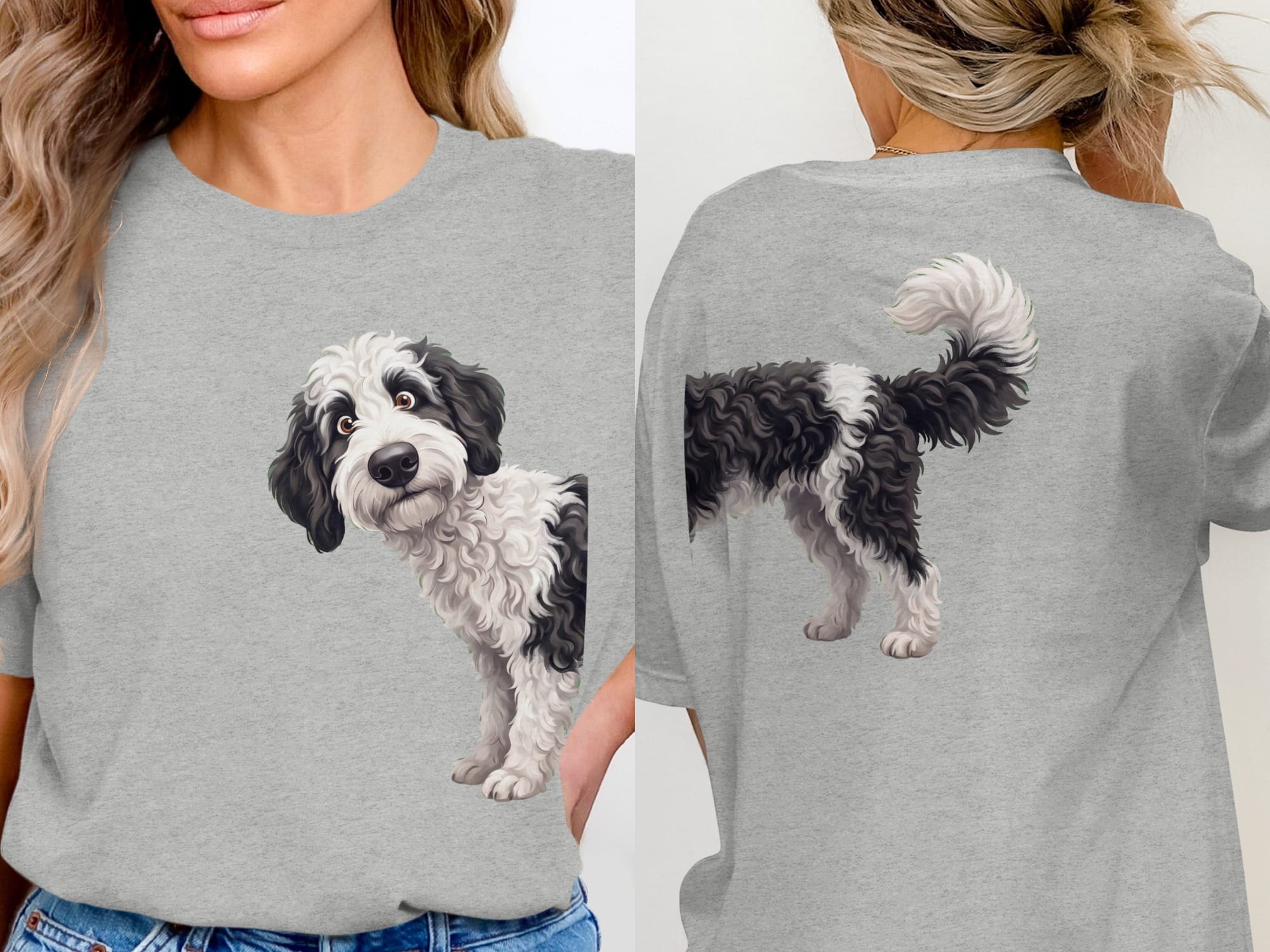 Coming & Going Sheepadoodle T-Shirt in Athletic Heather / S by Puppy Jo