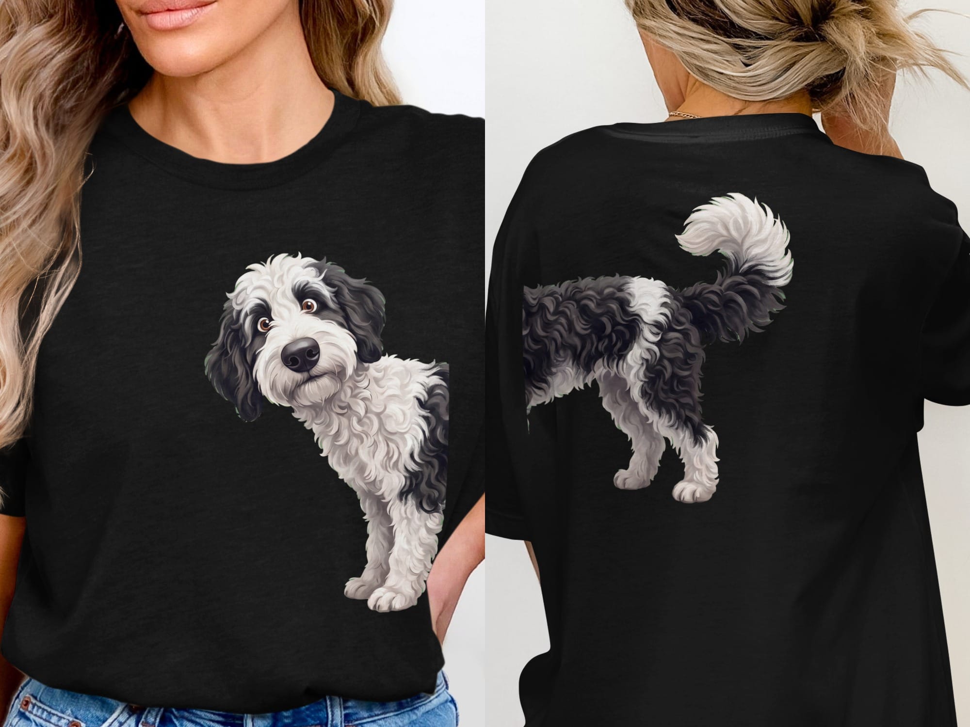 Coming & Going Sheepadoodle T-Shirt in Black / S by Puppy Jo