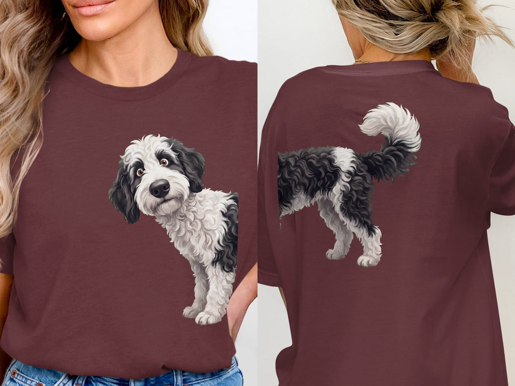 Coming & Going Sheepadoodle T-Shirt in Maroon / S by Puppy Jo