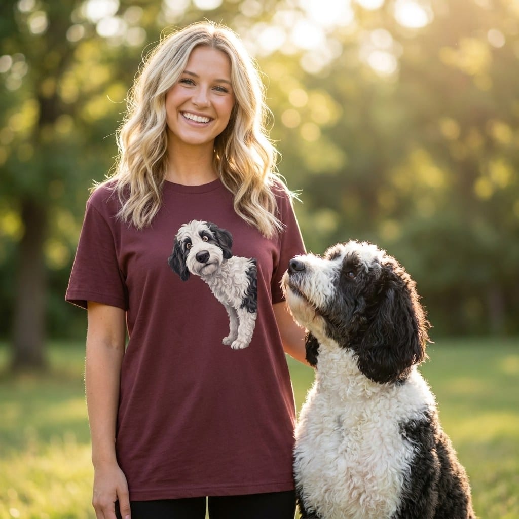 Coming & Going Sheepadoodle T-Shirt in by Puppy Jo